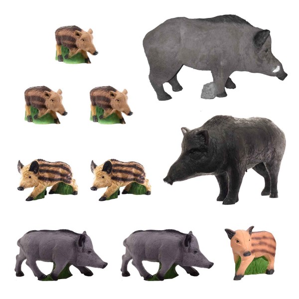 Wildschweinrotte groß mit 10 3D Tiere