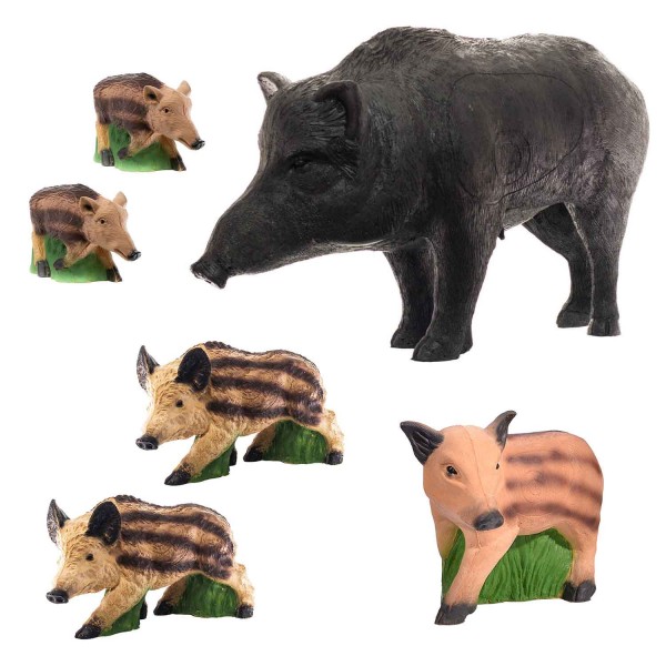 Wildschweinrotte mit 6 Stück 3D Tiere