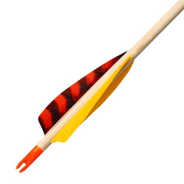 11/32 ready-made arrow with 4 "feathers 2 x monochrome, 1 x striped