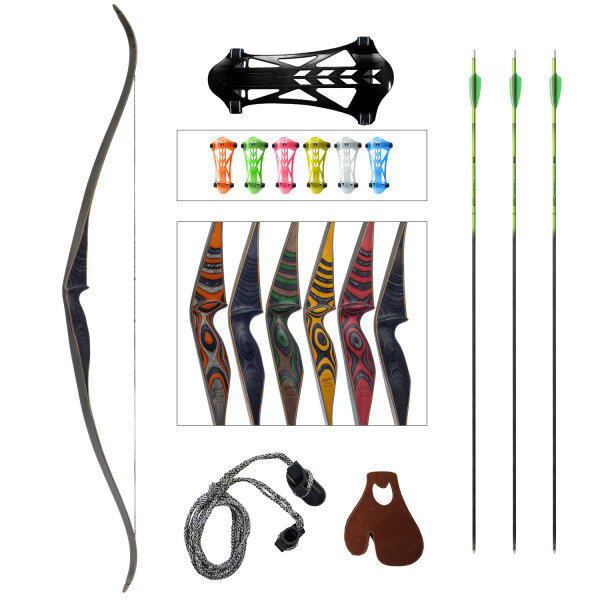 Beier Recurvebogen Peacock Komplettset 60 Zoll 25 lbs für Rechtshänder