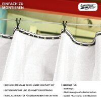 Kostengünstiges Pfeilfangnetz weiß, für entspanntes Schießen inklusive Zubehör Größe 12 Meter breit - 2,7 Meter hoch
