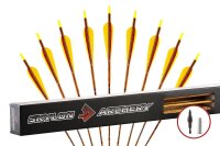 Carbon arrow Bentwood 6.2mm with 4 inch parabolic fletching, version Spine 500 - length 33 inches