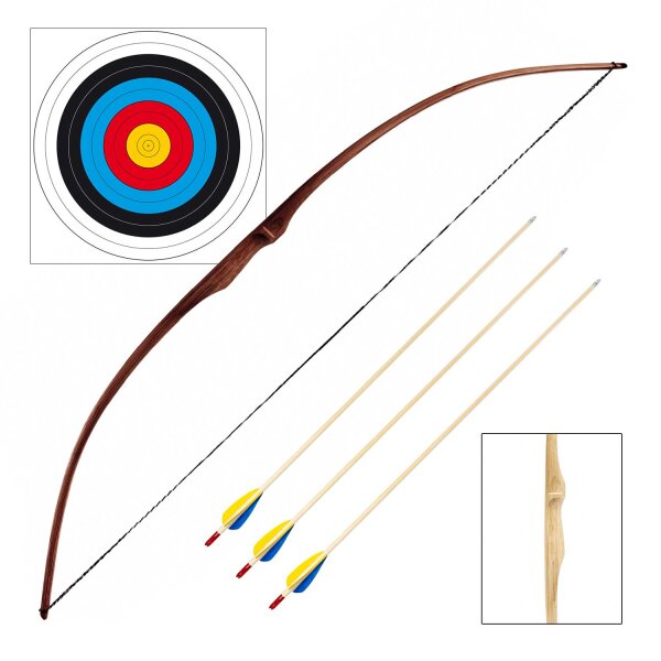 Jugendlangbogenset Rattan für Rechts & Linkshänder Farbe Dunkel 20 lbs